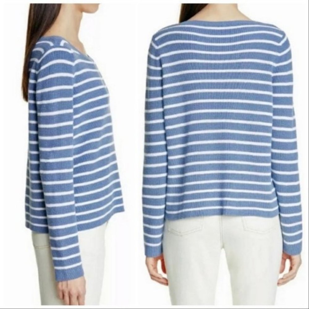 NWT Eileen Fisher Blue & White Strip Knit Sweater